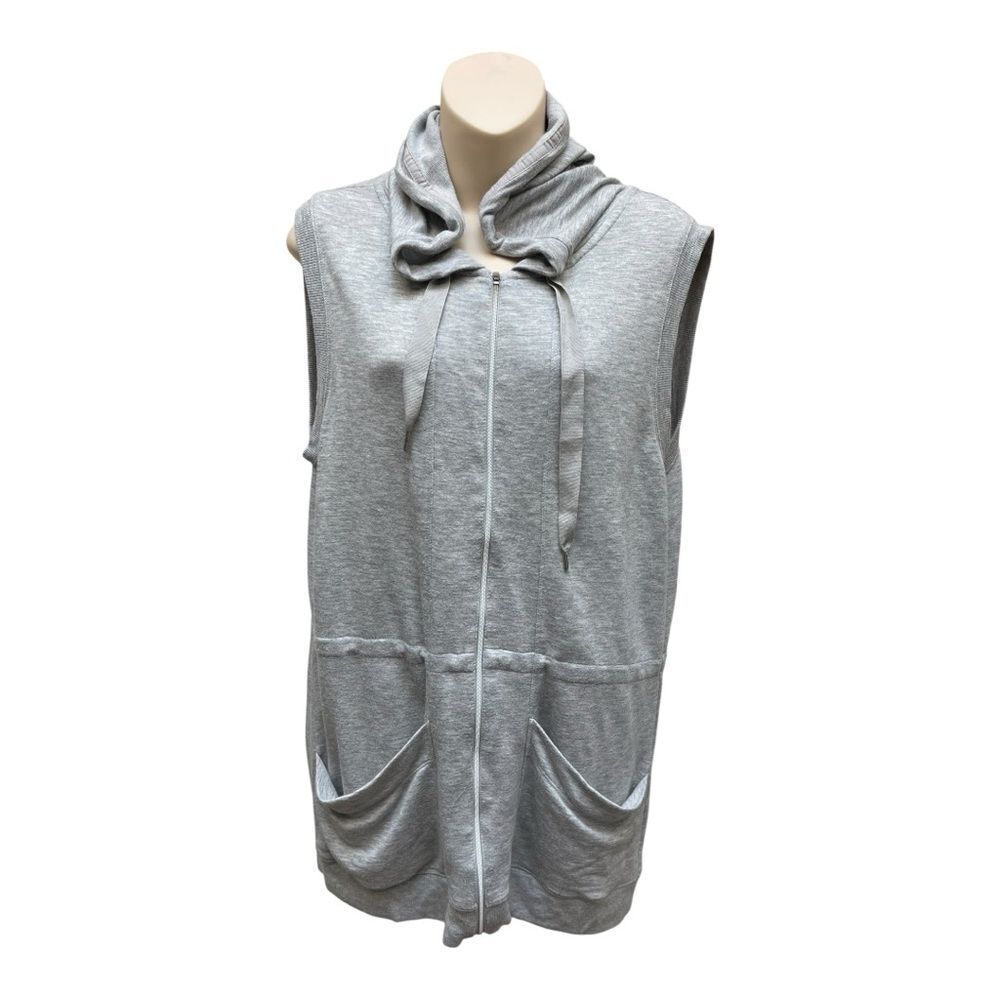Yogalicious Heather Gray Zip-Up Hoodie Sweatshirt Vest Size M Sleeveless Cozy